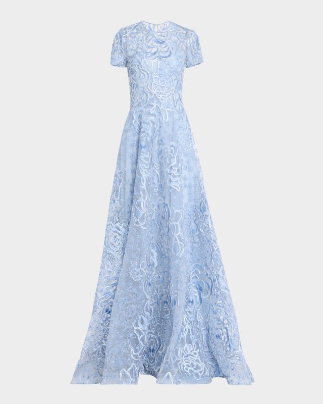 Floral Embroidered Illusion Gown